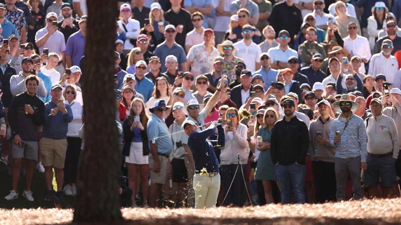 Crowd and course view during Full Swing filming at the Players Championship.